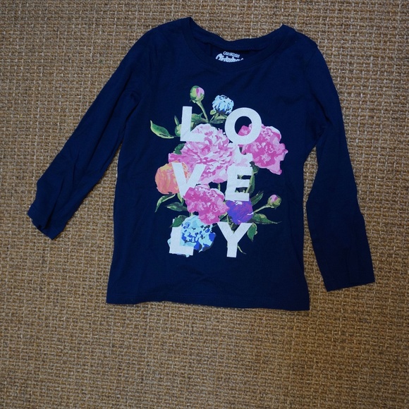 Girls Size 3T OshKosh B'gosh Navy Blue Long Sleeve Shirt - Picture 1 of 3